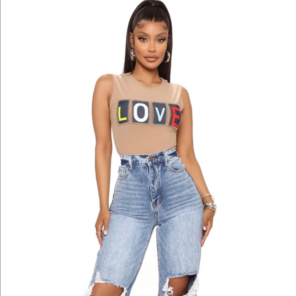Fashion Nova- A LOVE Letter Mesh Tank- NUDE